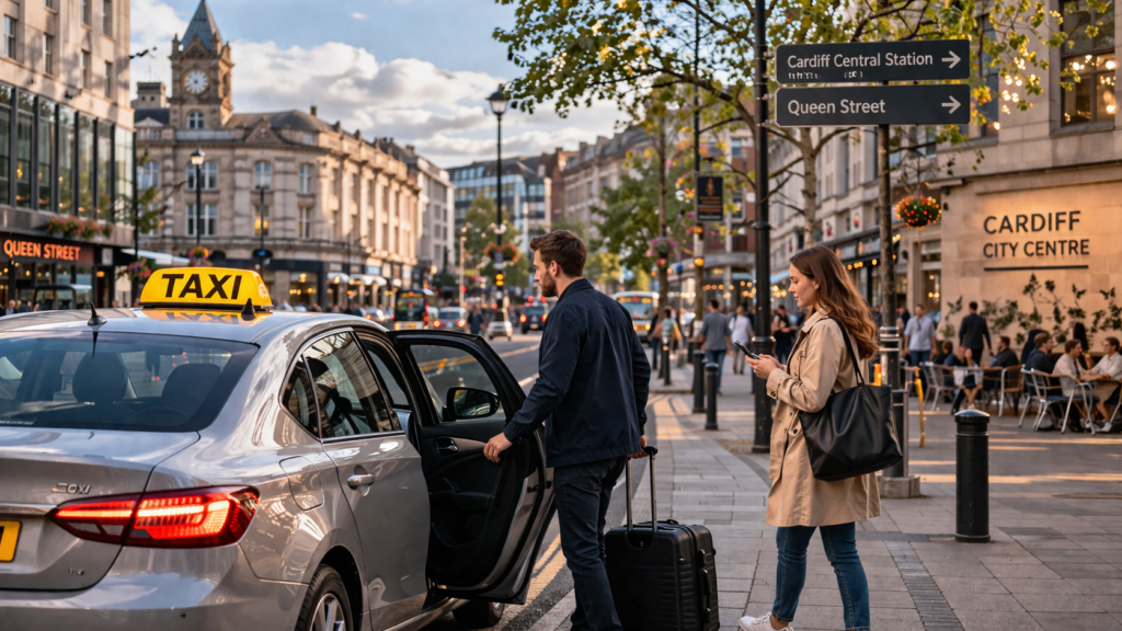 Taxi in Cardiff City Centre